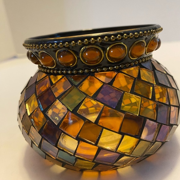 PartyLite Global Fusion Votive Holder P8367 Mosaic Tile Glass Tealight Retired - Picture 10 of 13